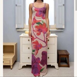 With Harper Lu Lily Slip Dress Fuchsia Bloom XS SOLD OUT EUC